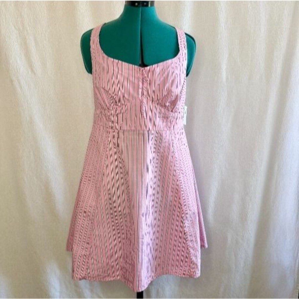 Old Navy Fit & Flare Cami Mini dress. Pink striped with a bow tie